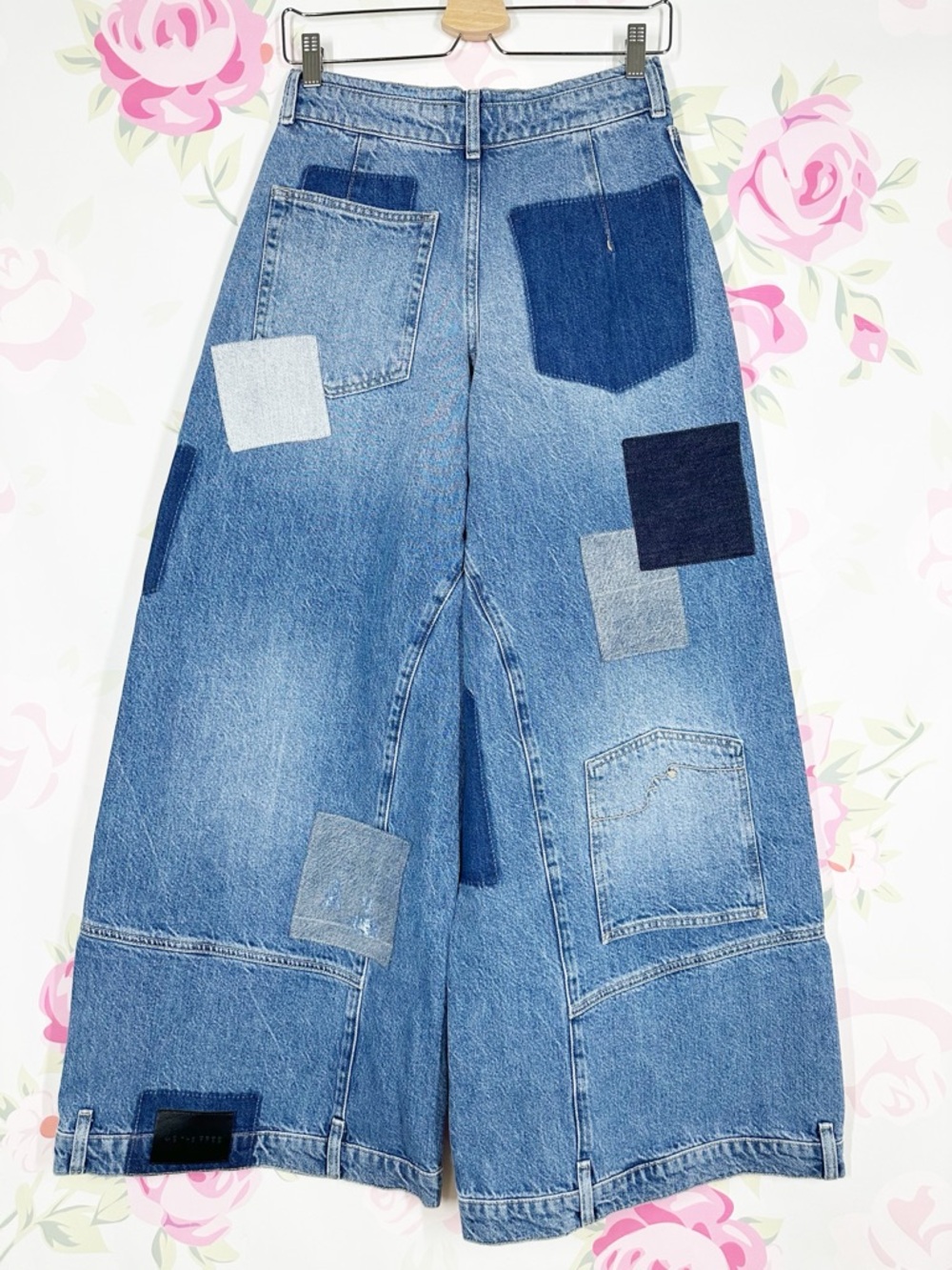 NEW Free People We The Free Head Over Heels Patchwork Wide Leg Denim Jeans 26 - Picture 13 of 16
